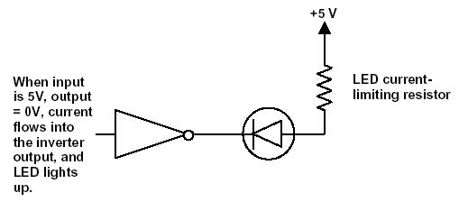 NOT gate as LED driver