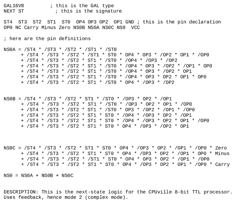 input file for GAL A
